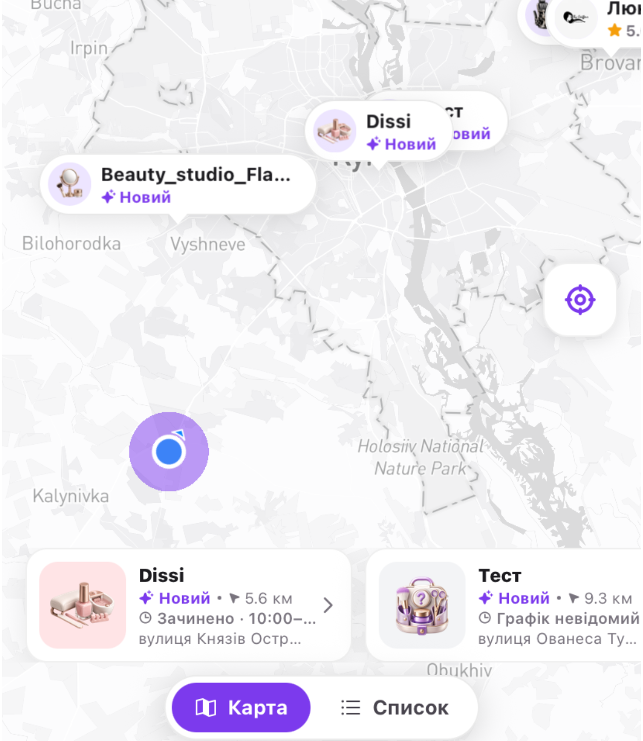 Map search nearby